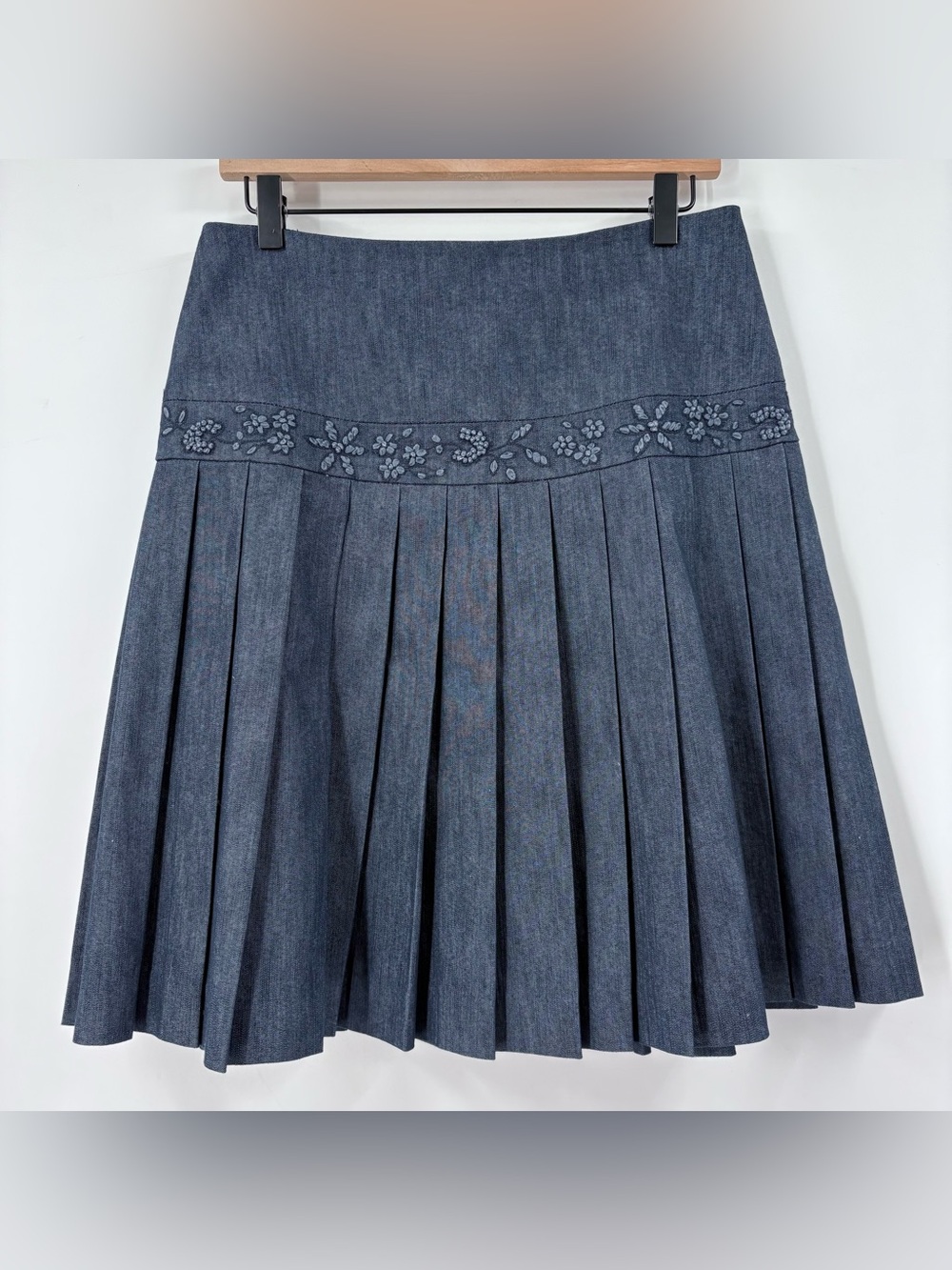 Vintage Dana Buchman Denim Collection Pleated Midi Skirt